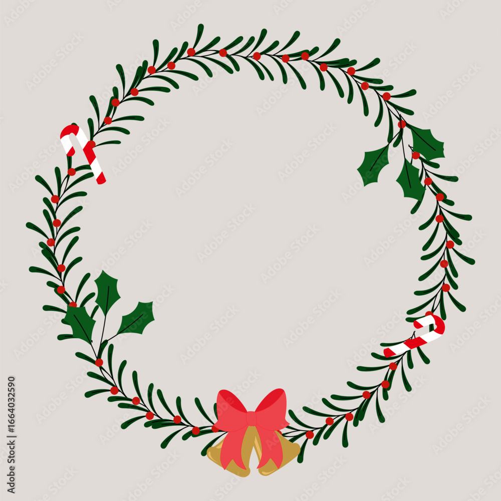 Fototapeta premium Christmas Wreath Decoration Illustration Element. For Greeting Card, Social Media Post and other Purpose.