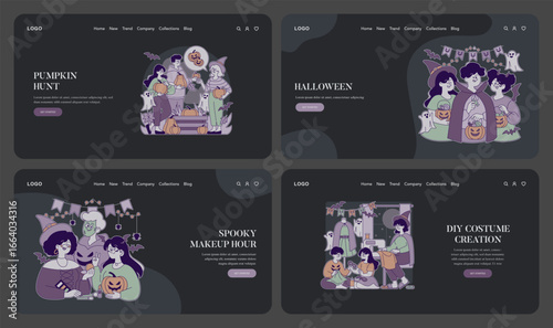 Halloween Vector Illustration of Festive Activities
