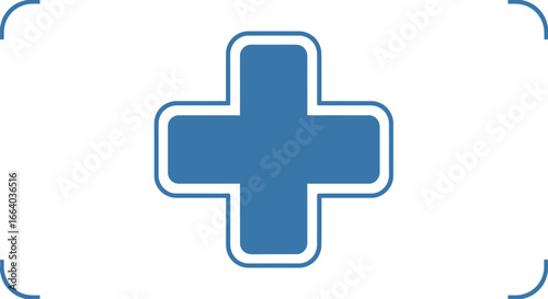 Modern medical cross in shades of blue offering health support and assistance