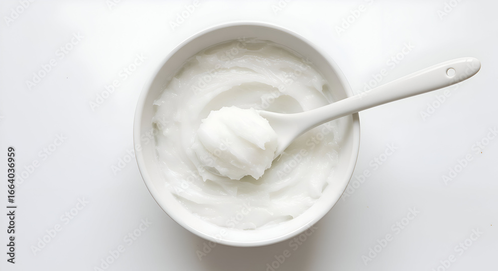 Fototapeta premium Deliciously Creamy Coconut Cream Perfect For Vegan Dishes, Dessert Recipes, Moisturizing Skin, And Healthy Culinary Creations