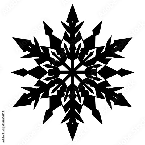 Black silhouette vector illustration of a snowflake isolated on white background with bold clean shape and minimalist modern design for professional use,
snowflake vector silhouette,
winter symbol ico