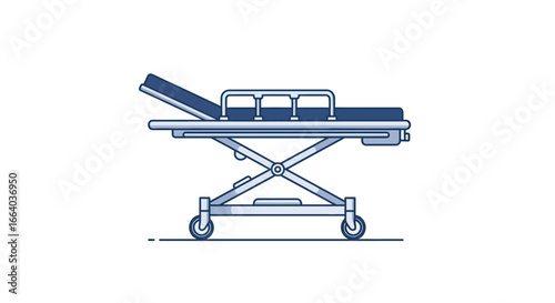 A sterile medical gurney stands ready within a clinical, light-filled space, prepared for care