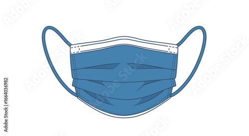 Detailed medical face mask illustration depicting protection against airborne viruses