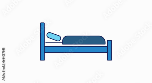 Stylized bed icon symbolizing rest and recovery for lodging and hospitality services
