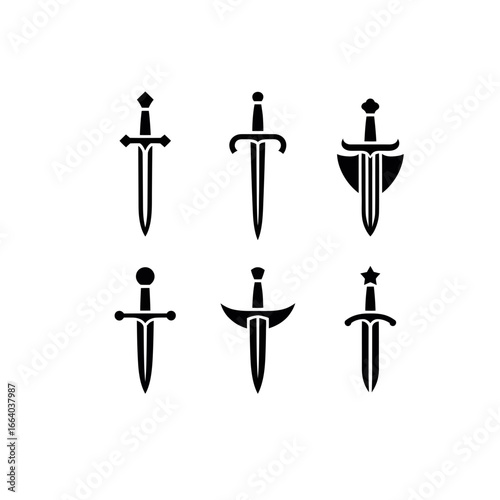 Collection of six different sword vector illustrations