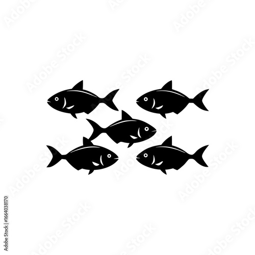 5 different tetra fish silhouette vector icons set