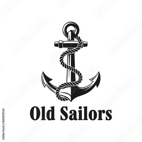 Vintage nautical anchor logo with rope. Perfect for seafaring themes.