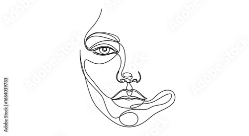 Minimalist Line Art Portrait Depicting Feminine Beauty and Facial Aesthetics Elegantly