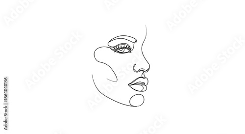 Elegant simplicity female portrait continuous line drawing artistic expression