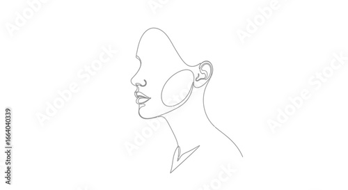 Elegant continuous line portrait of a woman showcasing minimalist aesthetic purity