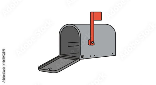 Stylized open mailbox illustration on white background for graphic design projects