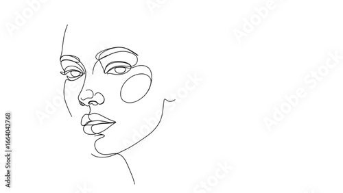 Minimalist line drawing of elegant female face profile in black and white modern abstract continuous line art contemporary wall decor digital artwork exploring simplicity identity and femininity