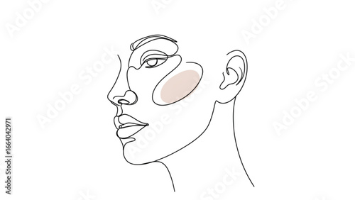 Minimalist line drawing of elegant female face profile in black and white modern abstract continuous line art contemporary wall decor digital artwork exploring simplicity identity and femininity