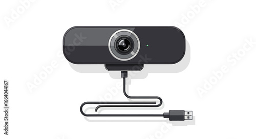 Sleek webcam illustration on white backdrop enabling virtual connection and streaming