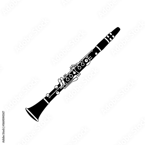 Clarinet Musical Instrument, a Simple Silhouetted Icon