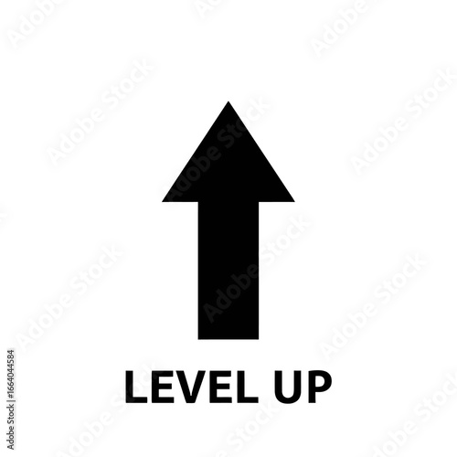 Level Up" with an Upward Arrow, a Simple Silhouetted Icon