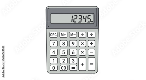 An isolated calculator illustration depicting numerical calculation and financial analysis using