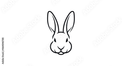 Minimalist rabbit head in black and white for logo design or animal illustration projects
