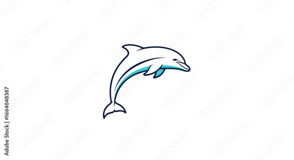 Fototapeta premium A stylized outline of a leaping dolphin against a clean white backdrop image