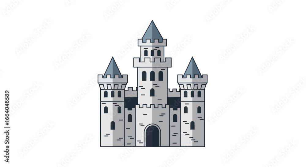 Fototapeta premium Stylized vector castle illustration embodying fairytale fantasy and architectural heritage
