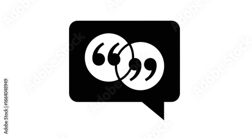Overlapping quotation marks within a speech bubble emphasizing dialogue and discussion