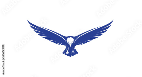 Bold eagle emblem in cobalt blue with outstretched wings conveying freedom and power