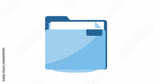 Stylized blue document folder illustration with paperwork management visualization