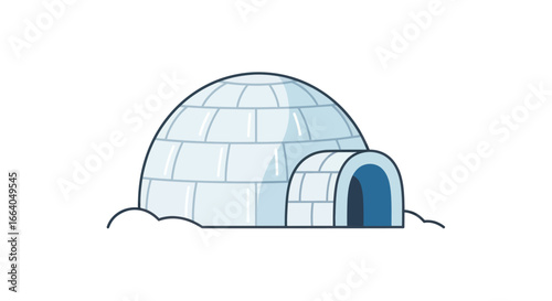 Charming cartoon illustration of a classic igloo winter habitation concept isolated