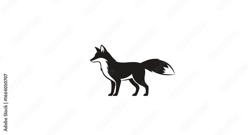 Fototapeta premium Elegant fox silhouette embodying stealth and independence for diverse designs and projects