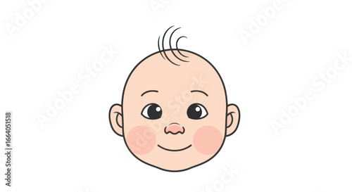 Charming baby face illustration with rosy cheeks and innocent expression showing happiness