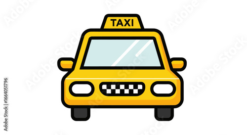 Stylized bright yellow cab vector illustration conveying transportation and urban life, ready for