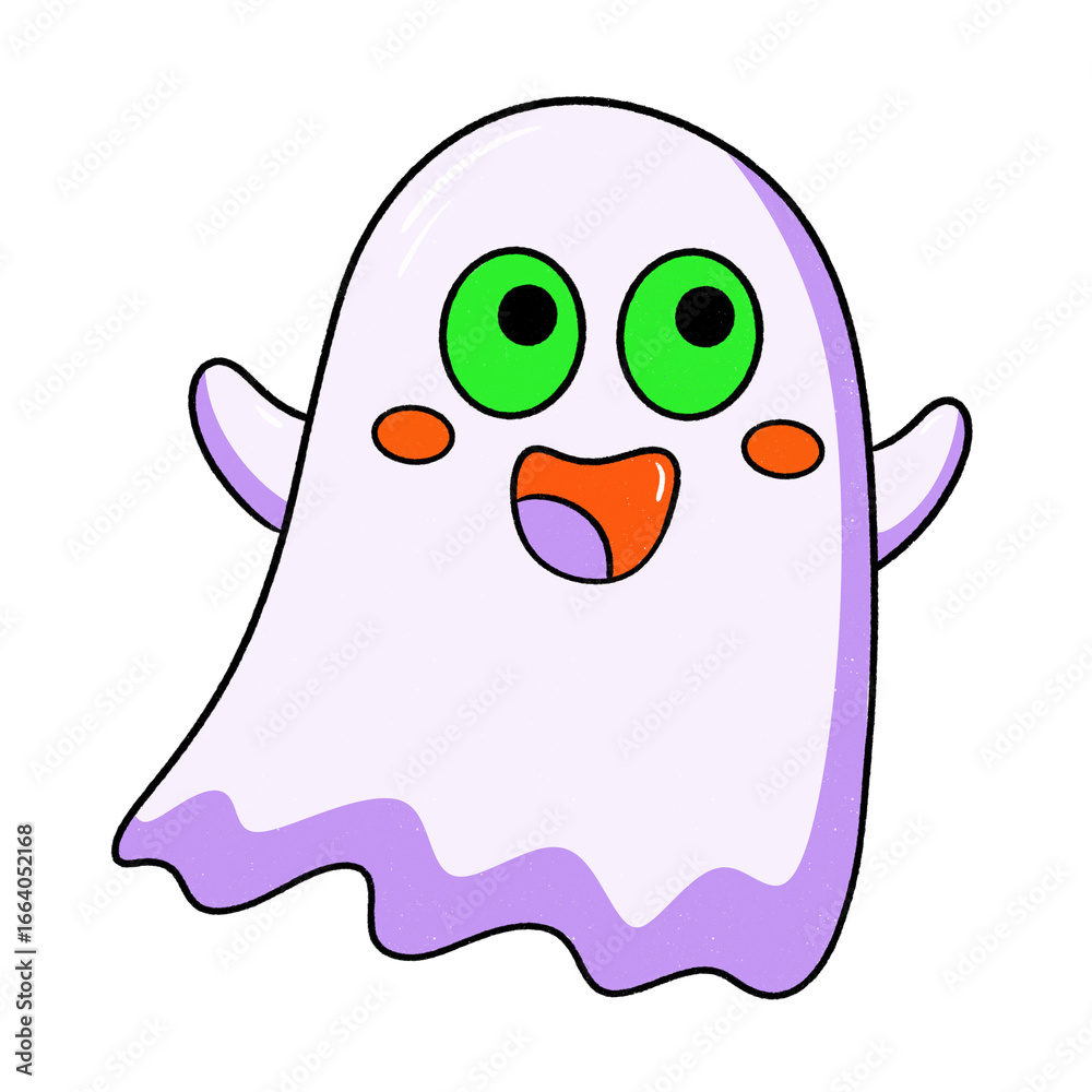 Obraz premium Cute cartoon ghost isolated on transparent background