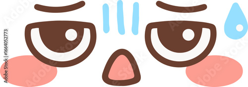 Kawaii Sweating Panicked Stressed Face Illustration