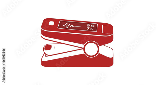 Graphical vector illustration of a fingertip pulse oximeter measuring vitals reliably