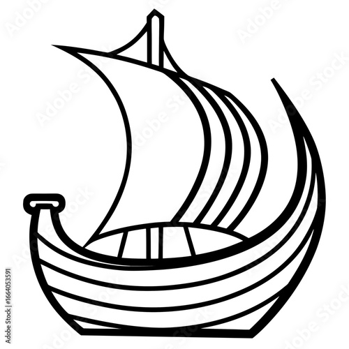 "Viking Ship Vector | Generative AI Linocut Silhouette Illustration"
