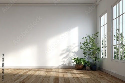 Wallpaper Mural Empty room, sunlight, plants,  white walls Torontodigital.ca