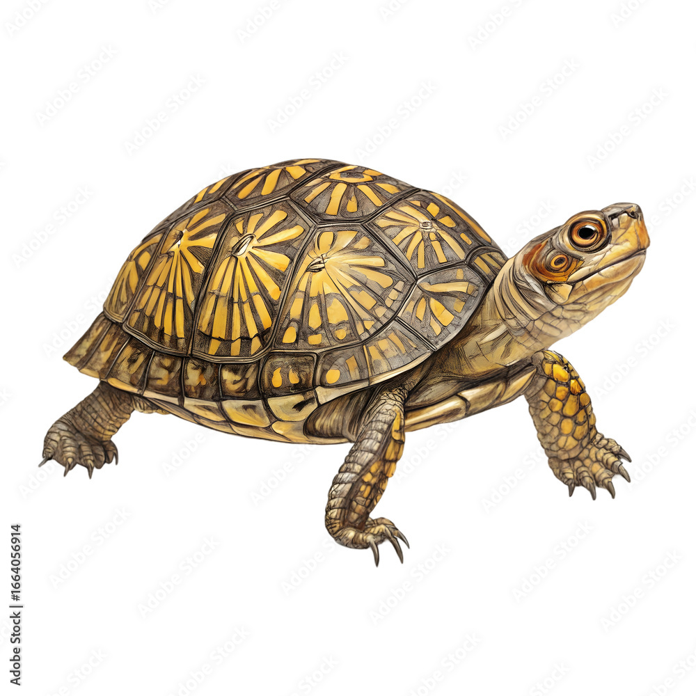 Obraz premium Eastern Box Turtle: Detailed Illustration on transparent background