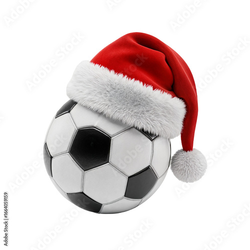 Santa Hat on Classic Soccer Ball