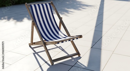 Classic Striped Deck Chair on a Sunny Outdoor Patio