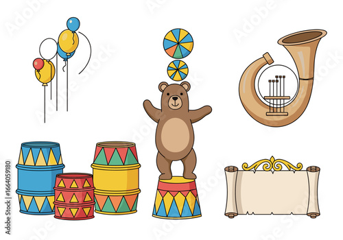 Vibrant circus performance with talented animals acrobatic feats and festive decorations for entertainment purposes
