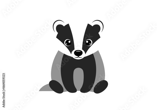 Adorable sitting badger cartoon character with big eyes and cute ears a whimsical forest dweller illustration