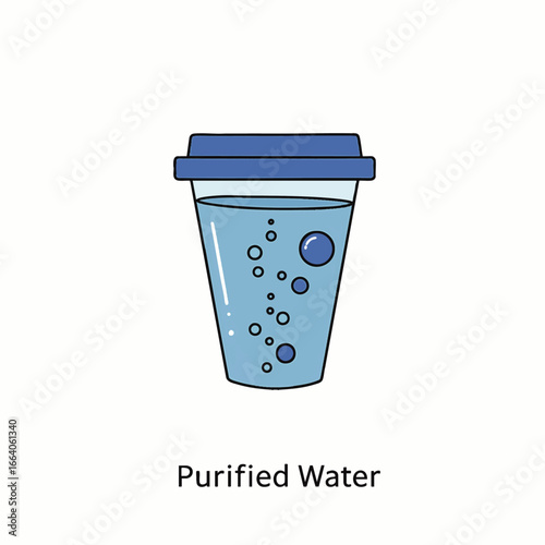 This sleek, minimalist purified water sign icon provides clear, modern instructions for a contemporary office environment, enhancing user experience and corporate branding.