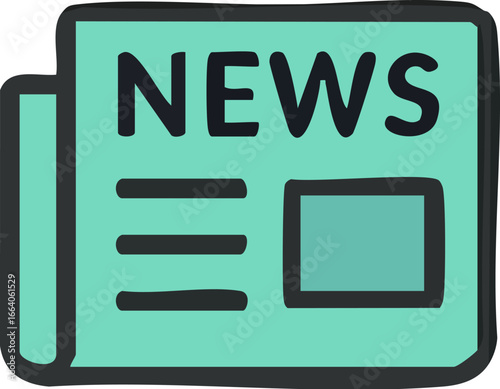 Handdrawn newspaper icon vector illustration.