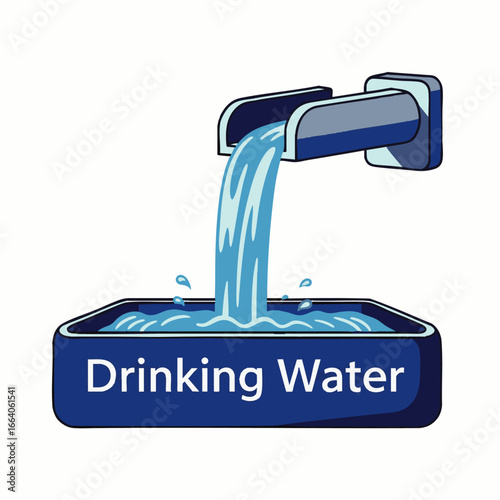 A minimalist drinking water sign with clear instructions, perfect for modern office interiors and corporate branding, ensuring user experience and sleek design.