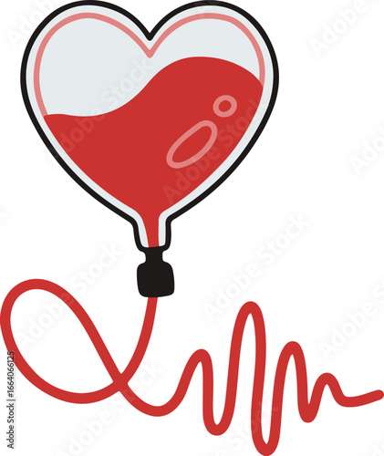 Heart Shaped Blood Bag Donation illustration