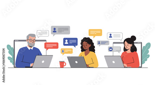 Diverse Group of People Engaging in Online Communication.