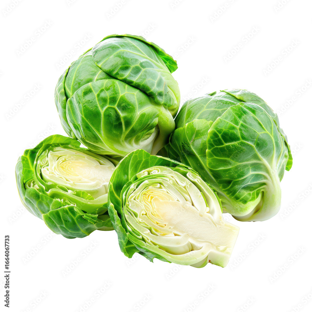 Fototapeta premium Piece of Brussels Sprouts isolate on transparency background