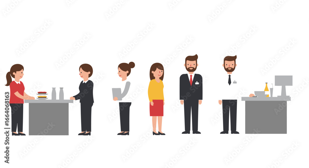 Obraz premium Diverse Group of Cartoon People in Various Professions.