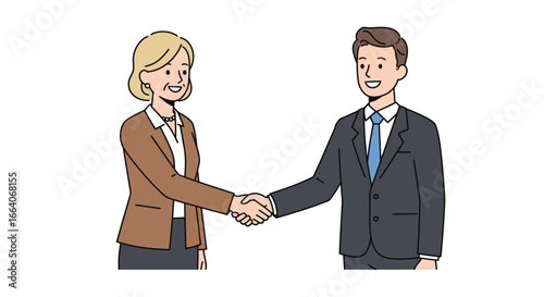 Business Partners Shaking Hands in Agreement Smiling.