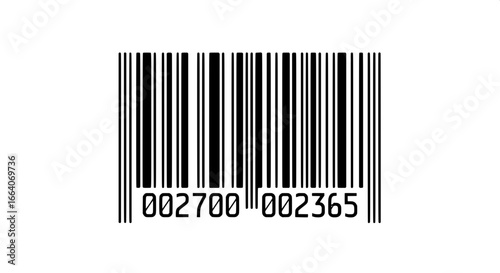 A close-up shot of a barcode with the numbers 002700 002365 printed clearly below, highlighting product identification and retail systems